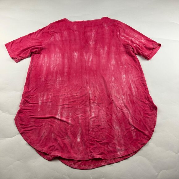 Torrid Hot Pink Tie Dye Super Soft Cage V-Neck Tunic Tee 2X - Picture 4 of 4